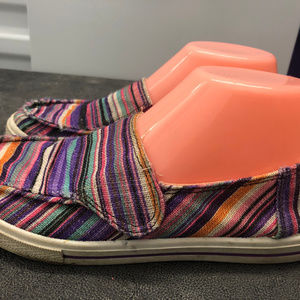 Fadded Glory Girl's Multi-Color Strip Shoes Size 4